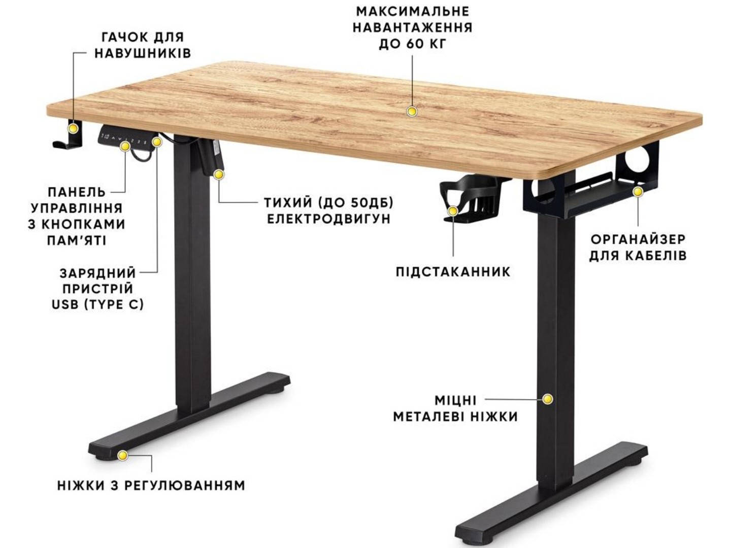 Стіл з електрорегулюванням висоти Mealux PowerDesk Lite Mahogany (EVO-201 Lite Mahogany/B) — фото 11